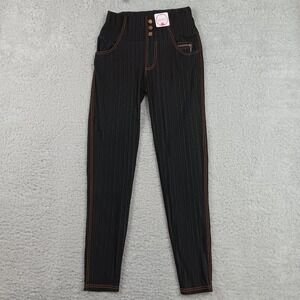 Shiela Rose Leggings Womens Large Black High Rise Contrast Stitch Skinny 7.3148